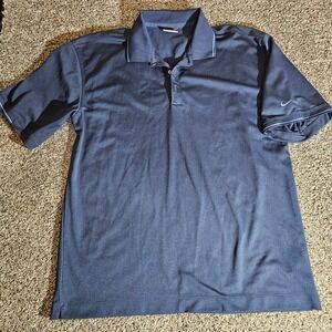 Nike Golf Mens‎ Large Navy Blue Fit Dry Short Sleeve Polo Shirt 266999-451